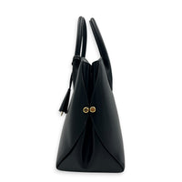 Open Bar Top Handle Bag Black in Calfskin, Gold hardware