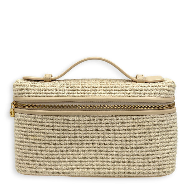 L19 Crossbody Bag Beige in Fabric, Gold hardware