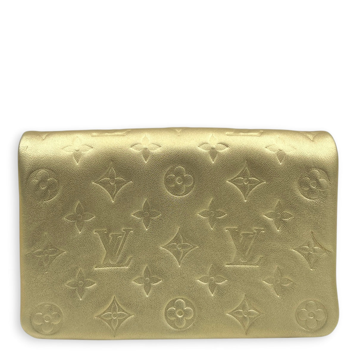 Pochette Coussin Gold Crossbody Bag in Lambskin, Silver hardware
