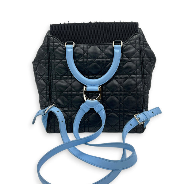 Cannage Backpack Black in Lambskin, Silver hardware