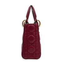 Lady Dior Mini Red Top Handle Bag in Lambskin, Gold hardware
