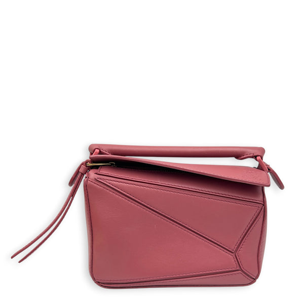 Puzzle Mini Pink Crossbody Bag in Calfskin, Monochrome hardware