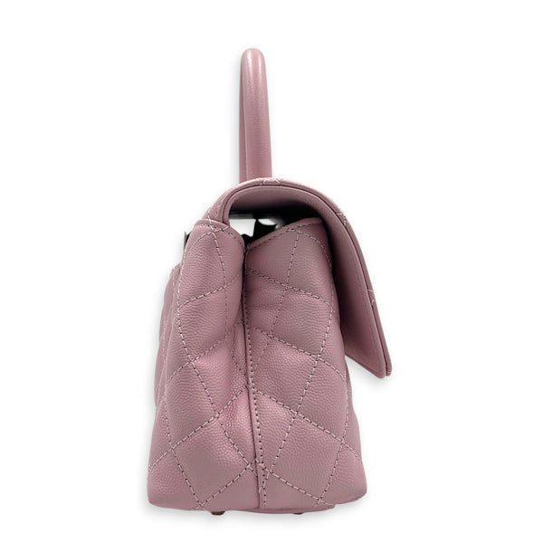 Coco Top Handle Bag Pink in Caviar Leather, Gold hardware
