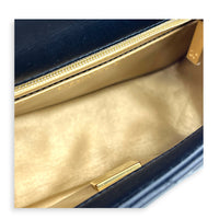 Square Pearl Crush Crossbody Bag Black in Lambskin, Gold hardware