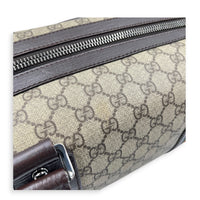 Boston Top Handle Bag Brown in Coated Canvas, Silver hardware