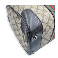Boston Top Handle Bag Brown in Coated Canvas, Silver hardware