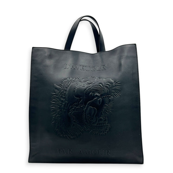 L’aveugle Par Amour Tote Bag Black in Calfskin, Gold hardware