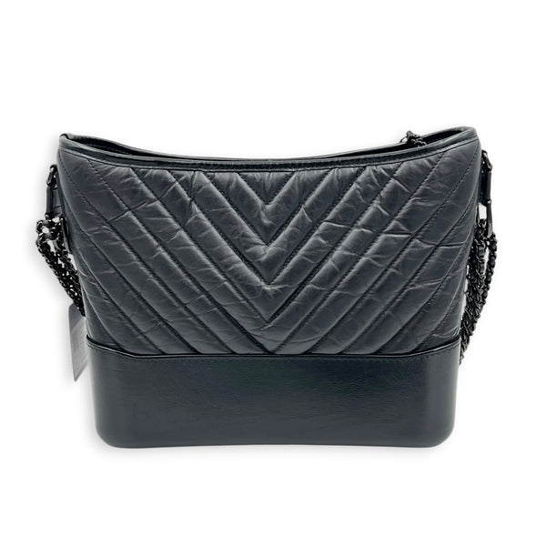 Gabrielle Shoulder Bag Black in Calfskin, So Black hardware