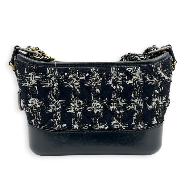 Gabrielle Shoulder Bag Black in Tweed, Mixed hardware