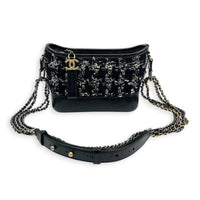 Gabrielle Shoulder Bag Black in Tweed, Mixed hardware