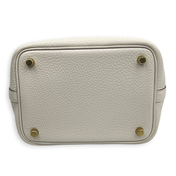Picotin 18 Craie Top Handle Bag in Clemence, Gold hardware
