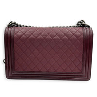 Boy Shoulder Bag Medium Red in Calfskin, Ruthenium hardware
