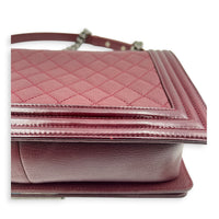 Boy Shoulder Bag Medium Red in Calfskin, Ruthenium hardware