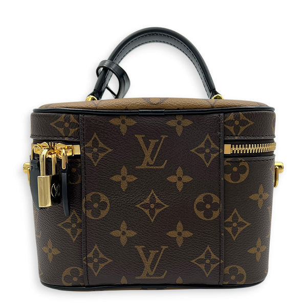 Vanity Top Handle Bag Brown in Monogram Coated Canvas, Gold hardware