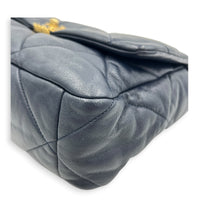 19 Large Blue Shoulder Bag in Goat Leather, Mixed hardware