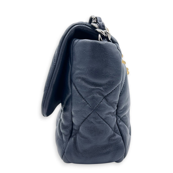 19 Large Blue Shoulder Bag in Goat Leather, Mixed hardware