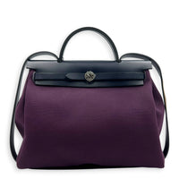 Herbag 31 Cassis Bleu Indigo Top Handle Bag in Canvas, Palladium hardware