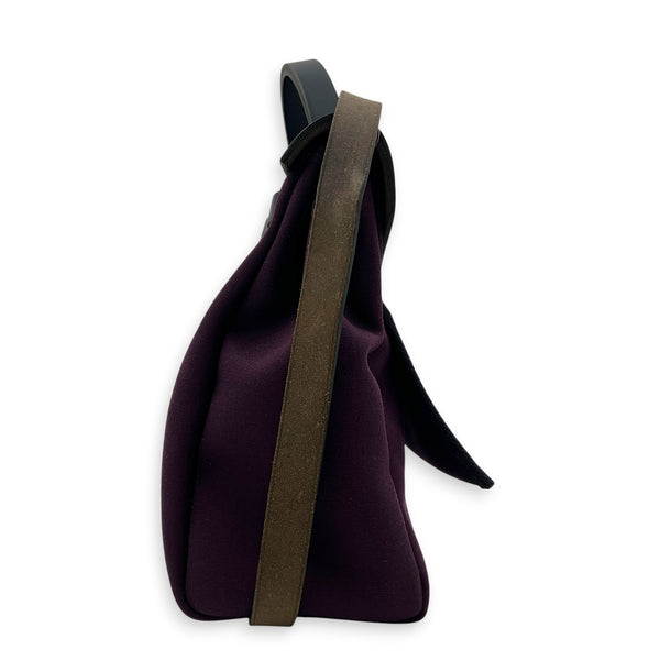 Herbag 31 Cassis Bleu Indigo Top Handle Bag in Canvas, Palladium hardware