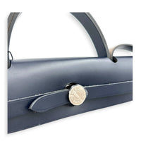 Herbag 31 Cassis Bleu Indigo Top Handle Bag in Canvas, Palladium hardware