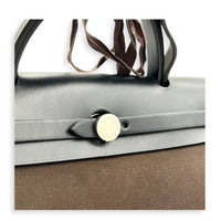 Herbag 31 Ebene & Noir Top Handle Bag in Canvas, Palladium hardware