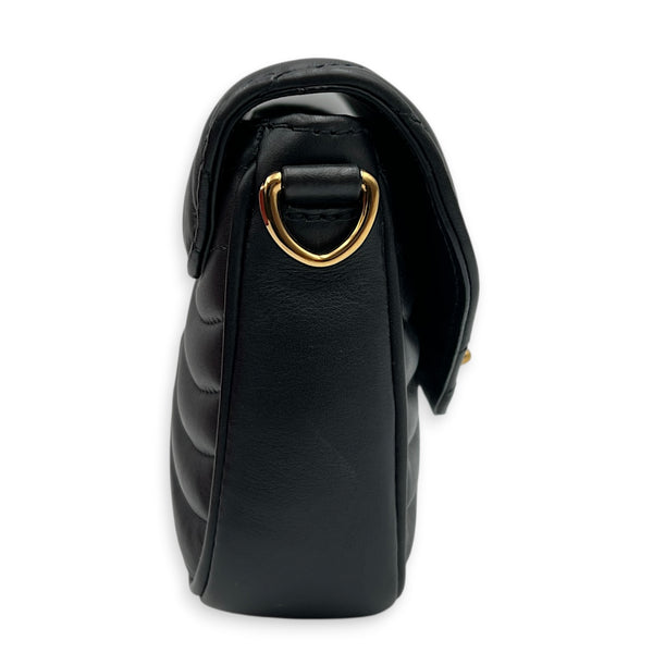 New Wave Shoulder Bag Black in Calfskin, Gold hardware