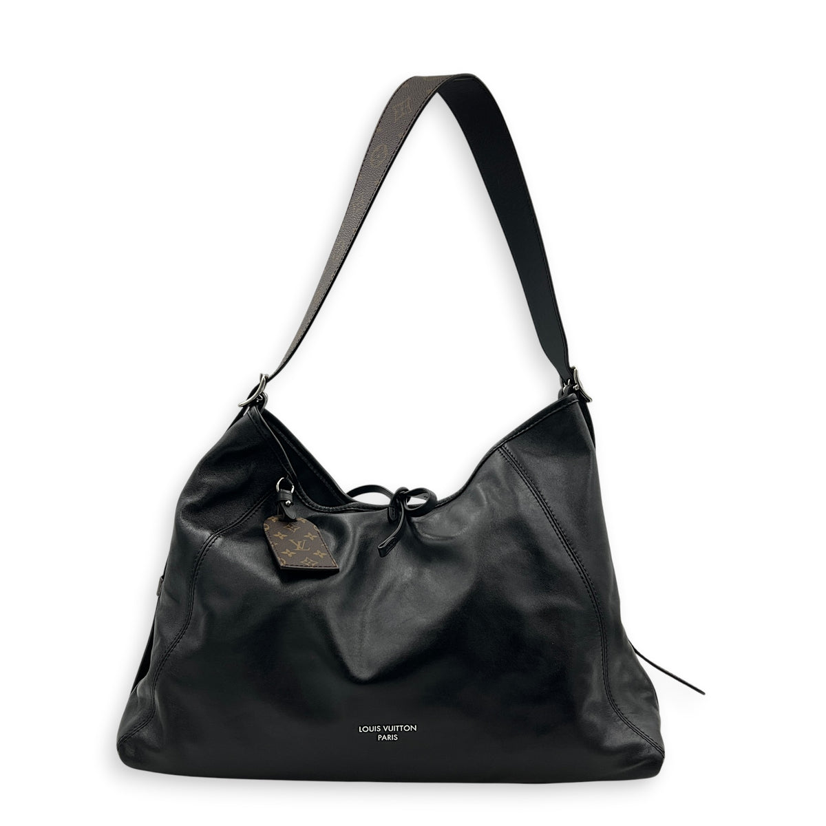 Carryall Vibe Shoulder Bag Black in Calfskin, Silver hardware