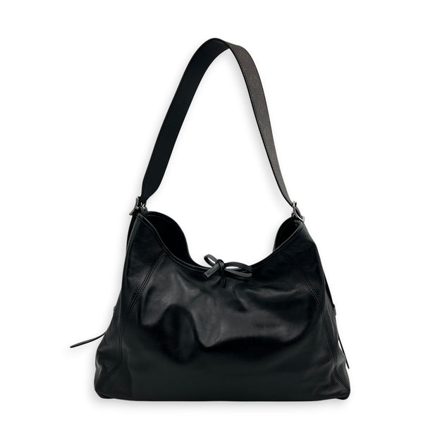 Carryall Vibe Shoulder Bag Black in Calfskin, Silver hardware