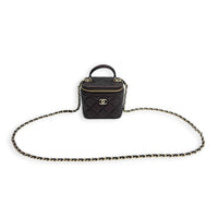 Vanity Mini Iridescent Purple Top Handle Bag in Lambskin, Gold hardware