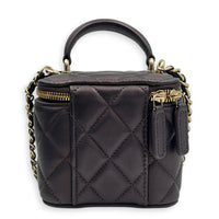 Vanity Mini Iridescent Purple Top Handle Bag in Lambskin, Gold hardware
