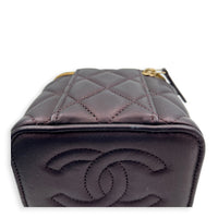Vanity Mini Iridescent Purple Top Handle Bag in Lambskin, Gold hardware