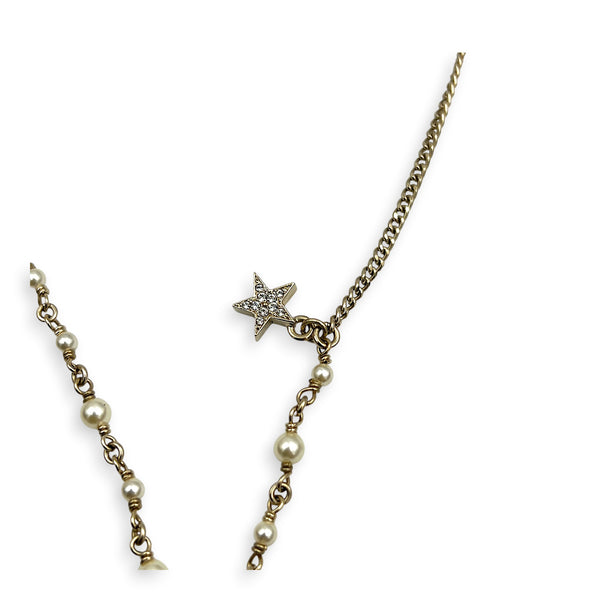 Mini Pearl Bag Gold Necklace in Metal, Gold hardware