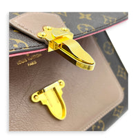 Victoire Shoulder Bag Brown in Coated Canvas, Gold hardware