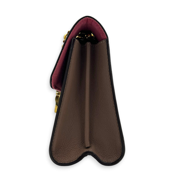 Victoire Shoulder Bag Brown in Coated Canvas, Gold hardware