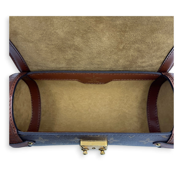Papillon Trunk  Crossbody Bag Brown in Monogram Coated Canvas, Gold hardware