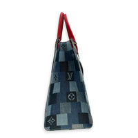 OnTheGo Top Handle Bag GM Blue in Denim, Gold hardware