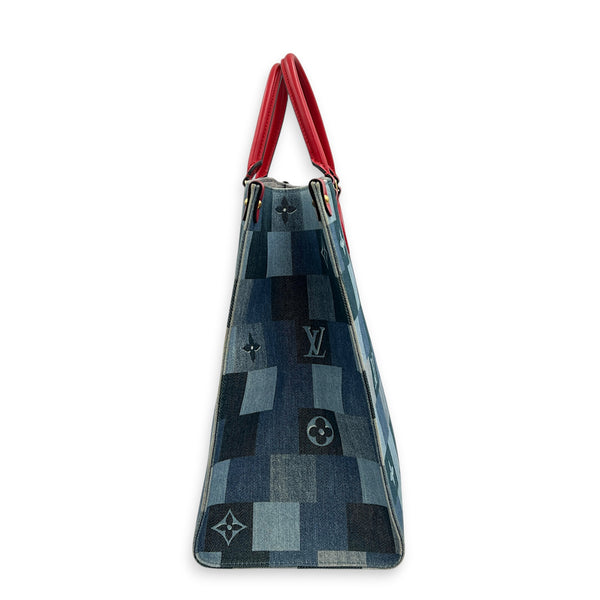 OnTheGo Top Handle Bag GM Blue in Denim, Gold hardware
