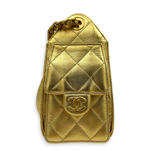 C25 Hobo Mini Gold Shoulder Bag in Caviar Leather, Gold hardware