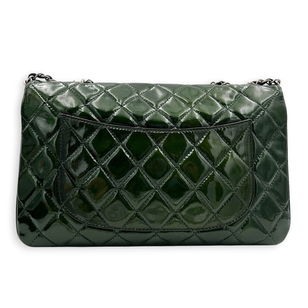 CC Shoulder Bag Green in Patent Leather, Silver hardware