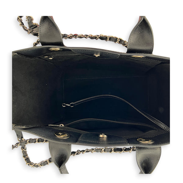 Deauville Tote Bag Black in Caviar Leather, Silver hardware