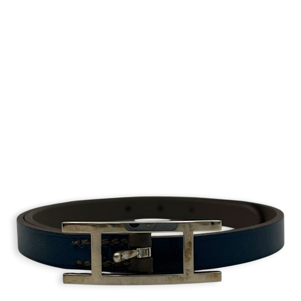 Behapi Double Tour Etain / Bleu De Prusse Bracelet in Swift, Palladium hardware