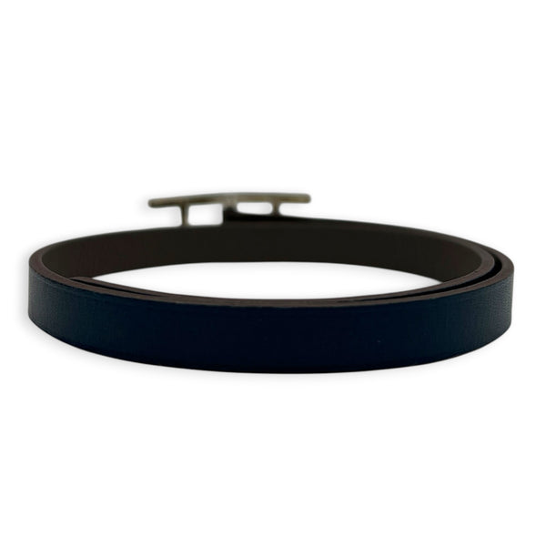 Behapi Double Tour Etain / Bleu De Prusse Bracelet in Swift, Palladium hardware