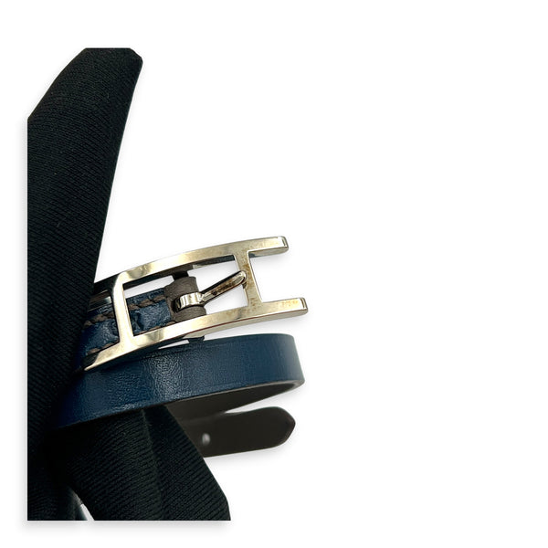Behapi Double Tour Etain / Bleu De Prusse Bracelet in Swift, Palladium hardware