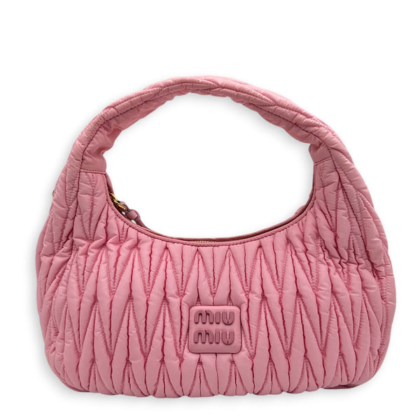 Wander Shoulder Bag Pink in Nylon, Gold hardware