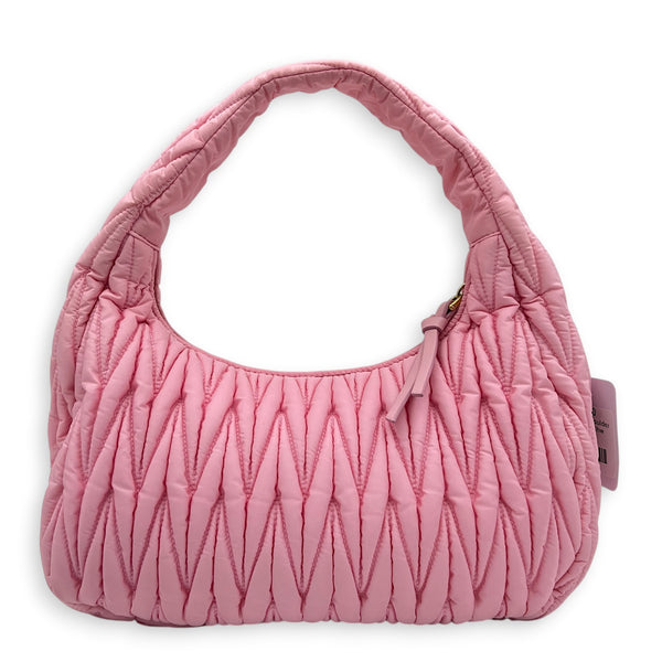 Wander Shoulder Bag Pink in Nylon, Gold hardware