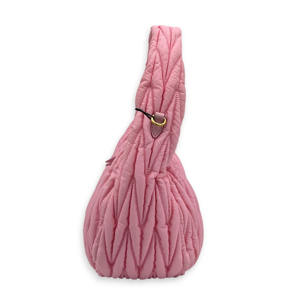 Wander Shoulder Bag Pink in Nylon, Gold hardware