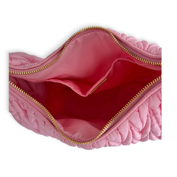 Wander Shoulder Bag Pink in Nylon, Gold hardware