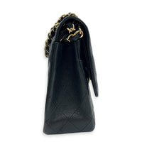 Classic Double Flap Crossbody Bag Jumbo Black in Caviar Leather, Gold hardware