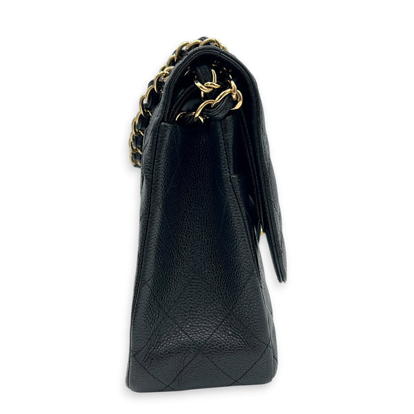 Classic Double Flap Crossbody Bag Jumbo Black in Caviar Leather, Gold hardware