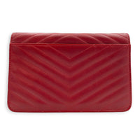 Chevron Statement Pink Wallet On Chain in Calfskin, Gold hardware