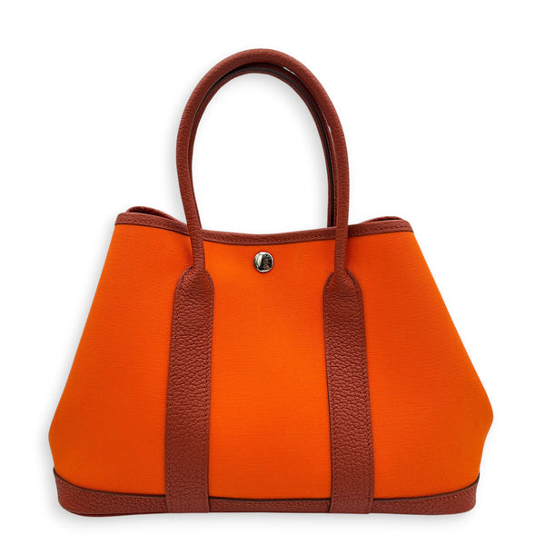 Garden Party 30 Orange Minium/ Sanguine Top Handle Bag in Canvas, Palladium hardware